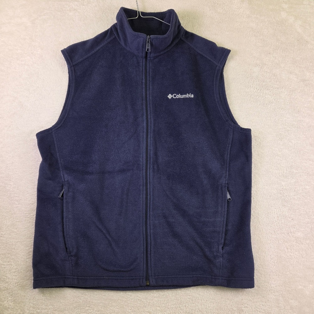 Columbia Mens Steens Mountain Fleece Vest Navy Blue Full Zip Large L 4316